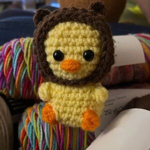 Handmade Crochet Chick with Hat Plushie